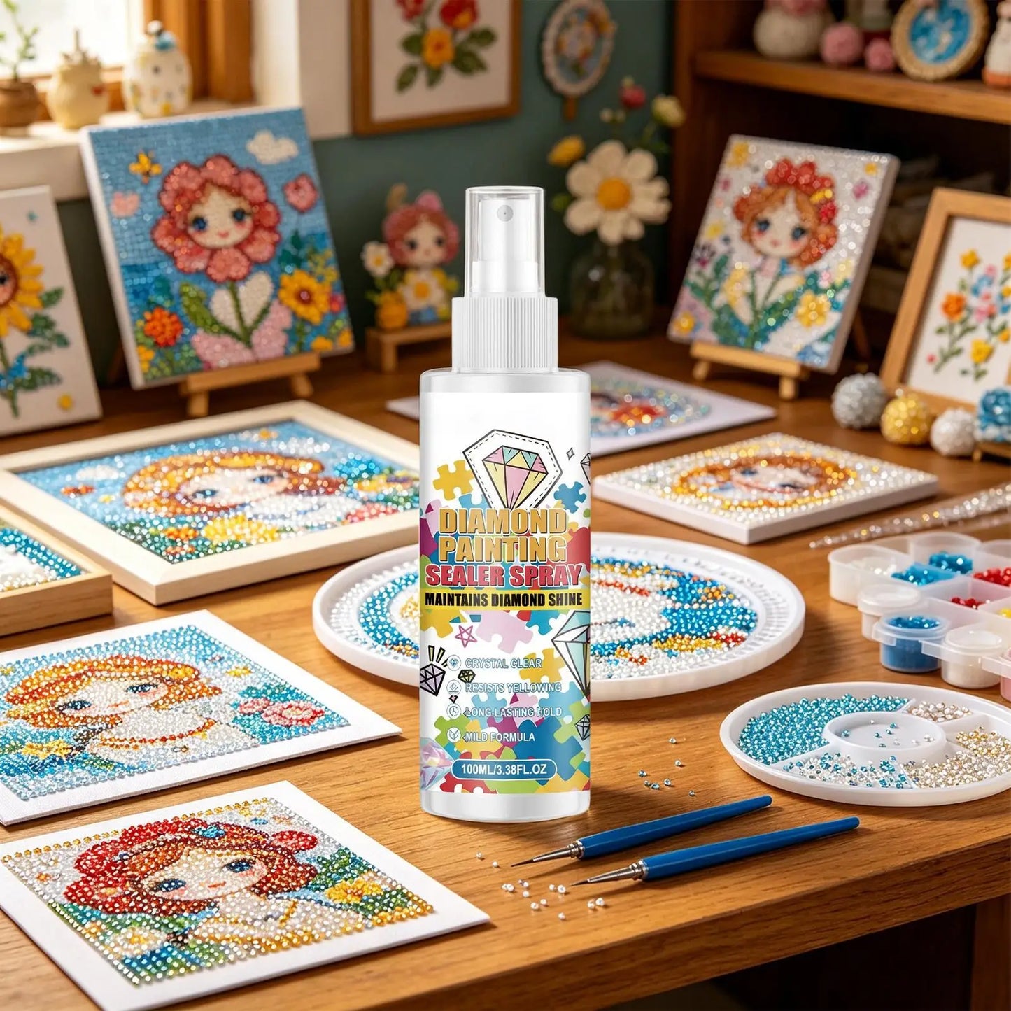 Long-Lasting Clear Gloss Stone Art Sealer Spray Dustproof Mist For Crafts & Puzzles, Protective Sealant For Canvas Rock Jewelry Peaceful Pleasures Health and Wellness 100ml