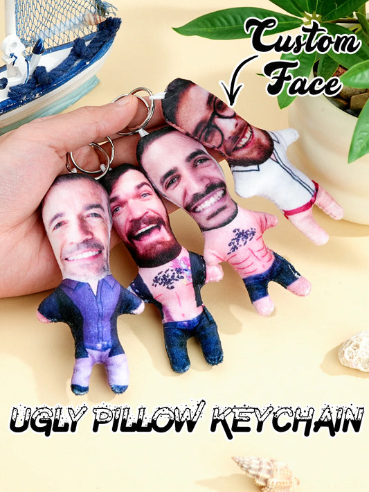 1pc Custom Face Pillow Keychain Funny Ugly Plush Keychain Custom Photo Keyring Gift For Friends Family Boyfriend Girlfriend Peaceful Pleasures Health and Wellness