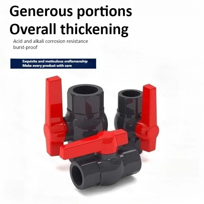 PVC Ball Valve DN15–DN50 Long Handle Dark Gray Pipe Fitting