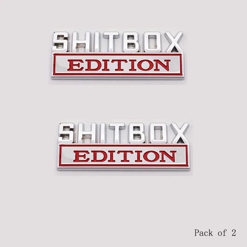 SHITBOX zinc alloy car stickers, car tailgate, car modification car stickers, personalized fashion, specifications are diverse Peaceful Pleasures Health and Wellness 2 Silver Red