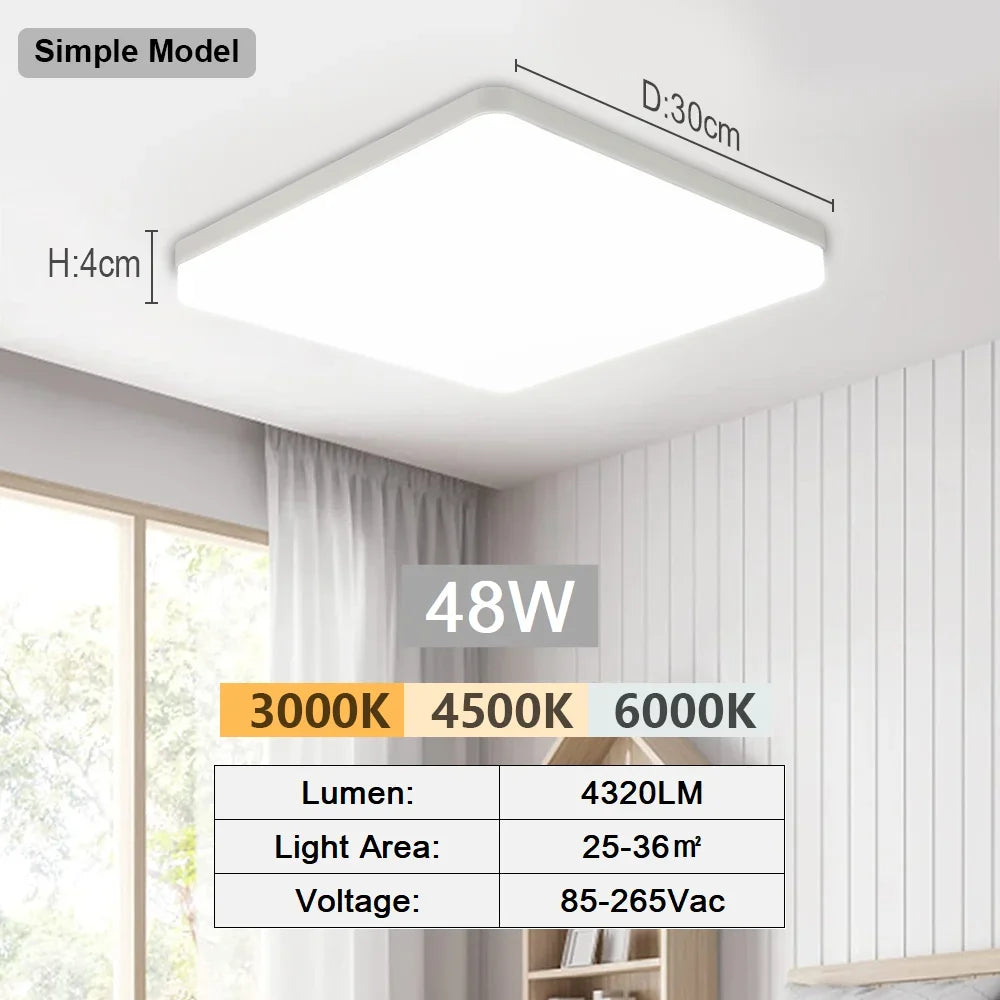 RUNTOIN Square LED Panel Ceiling Light | Ultra-Thin Flush Mount