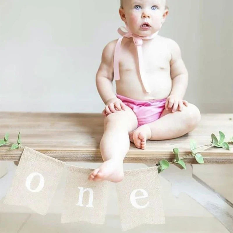 Rustic Burlap Farm 1st Birthday Highchair Banner & Photo Prop
