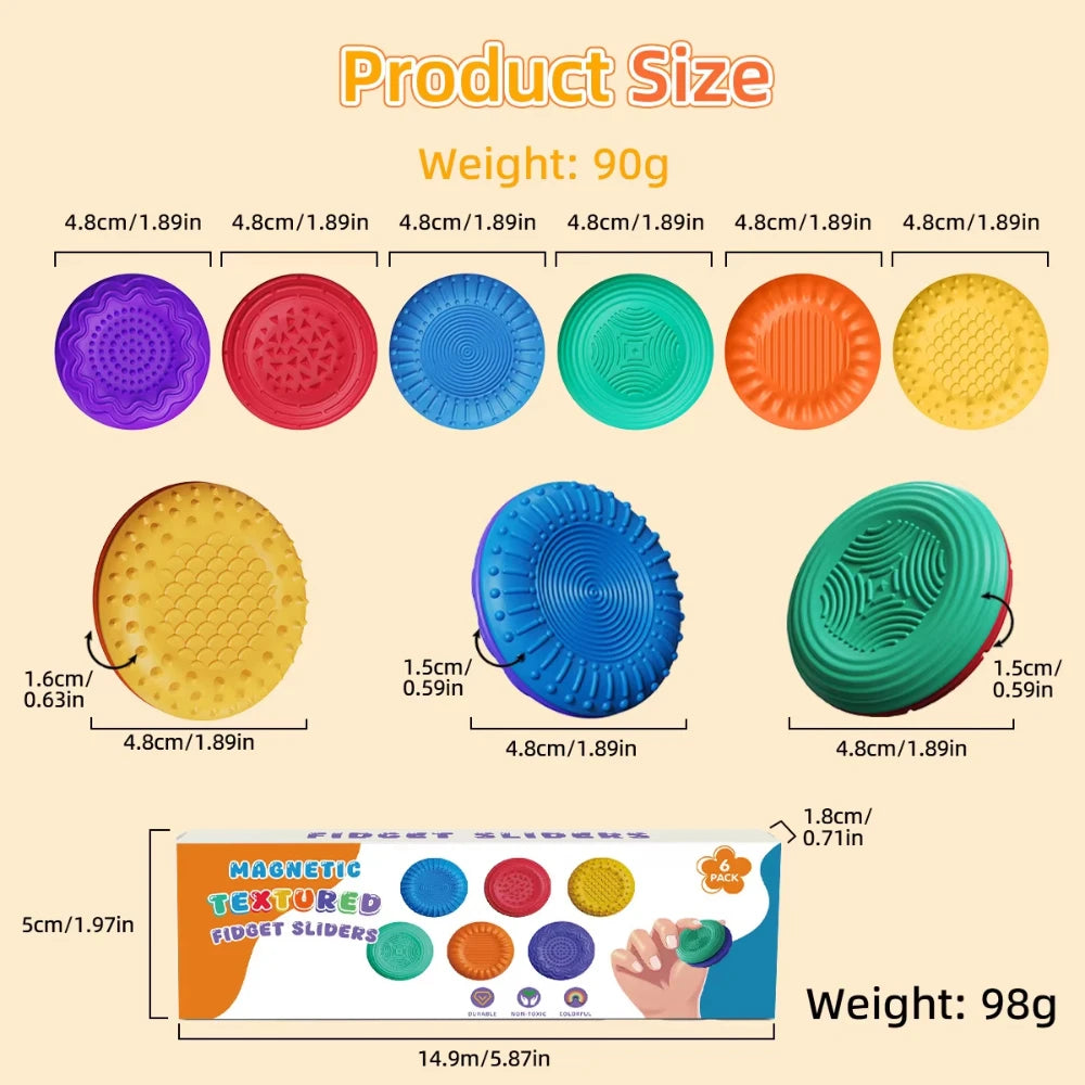 Magnetic Fidget Toys for Adults -Textured Sensory Toys for Autism Anxiety Relief Stress Fidget Silicone Sliders Peaceful Pleasures Health and Wellness
