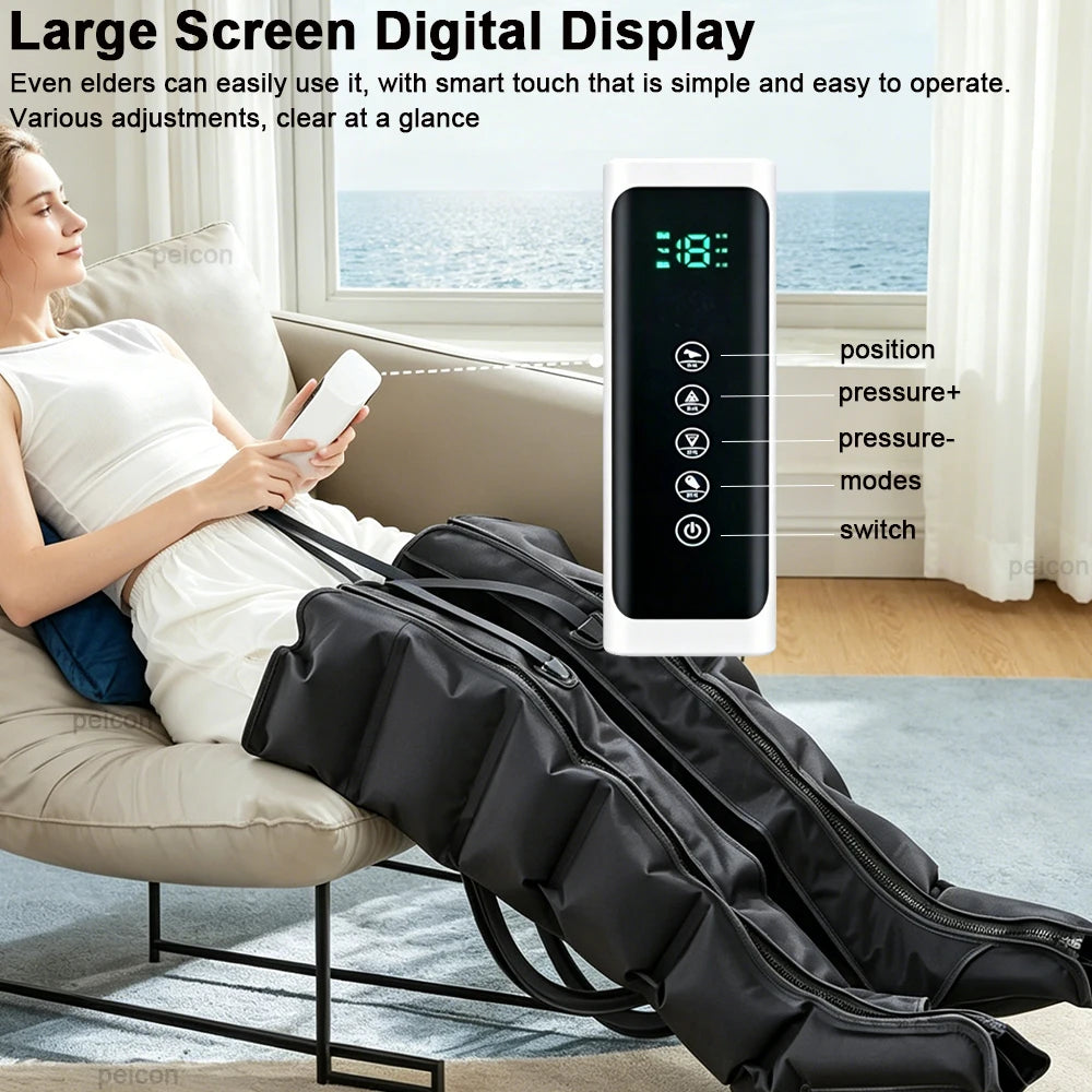 Air Pressure Leg Massager Electric Air Compression Leg Massager for Pain Relief Air Wave Calf Massager with Remote Control 220V Peaceful Pleasures Health and Wellness