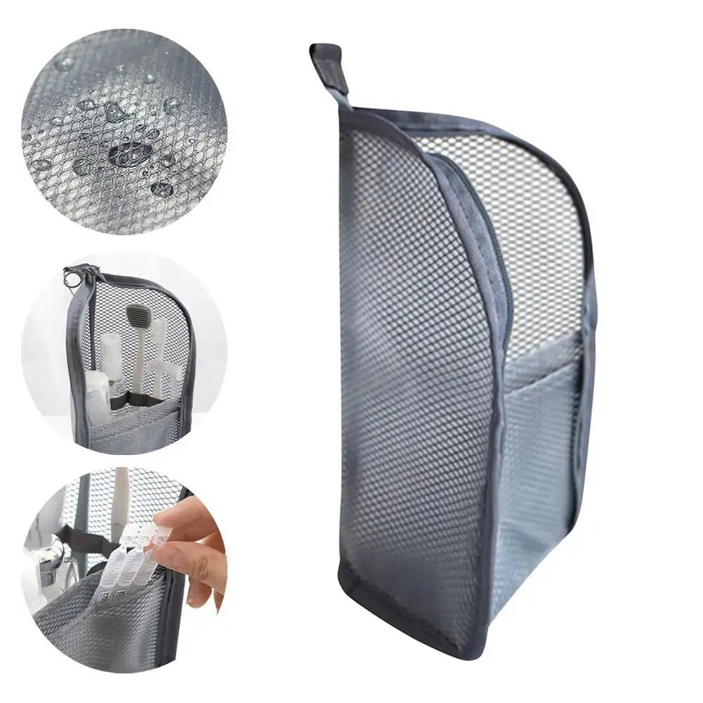 Makeup Bag Stylish Pouch Mesh Cosmetic Bag Hanging Lightweight Portable Standing Toiletry Bag Travel Bathroom Organizer Peaceful Pleasures Health and Wellness