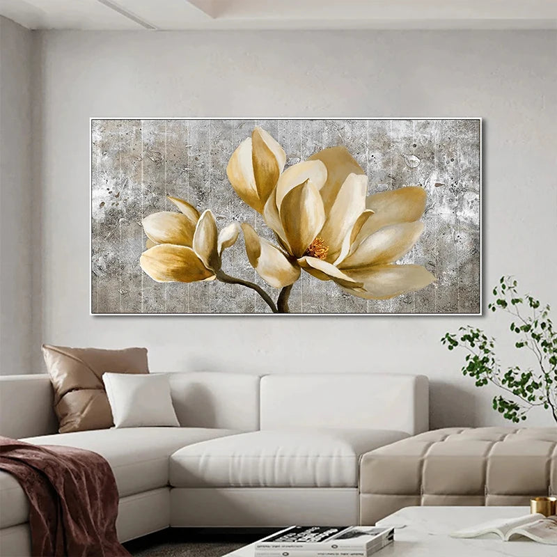 Modern Abstract Gold Flower Oil Painting on Canvas Posters and Prints Wall Art Canvas Painting Wall Picture for Home Decorati Peaceful Pleasures Health and Wellness
