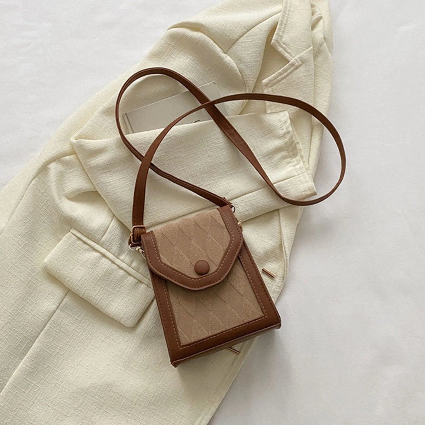Women's Versatile Shoulder Bag Splicing Design Soft PU Leather Shoulder Bag Exquisite Gift for Girls Birthday Peaceful Pleasures Health and Wellness Khaki
