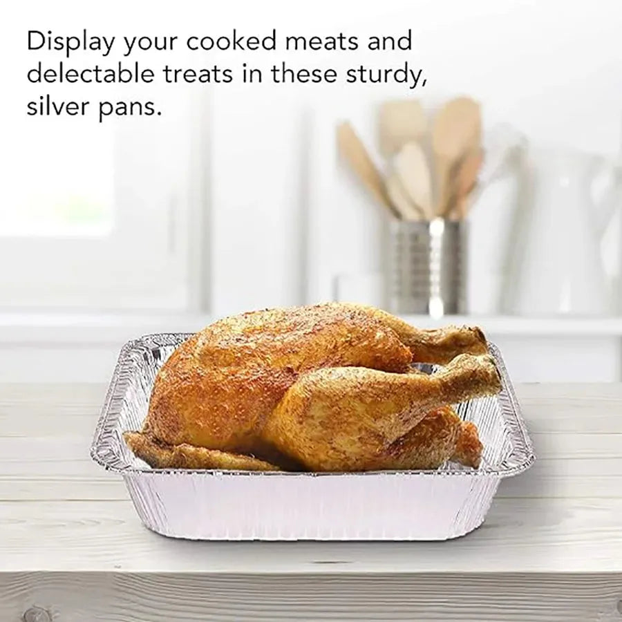 50pcs disposable aluminium foil, various sizes, tin pans are perfect for cooking, heating, storing and preparing food. Peaceful Pleasures Health and Wellness