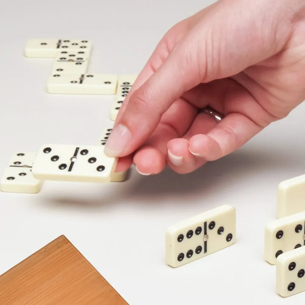 Premium Wooden Domino Game Set, 28PCS Classic Double Six Dominoes for Family Block & Draw Travel & Portable Table Game Peaceful Pleasures Health and Wellness