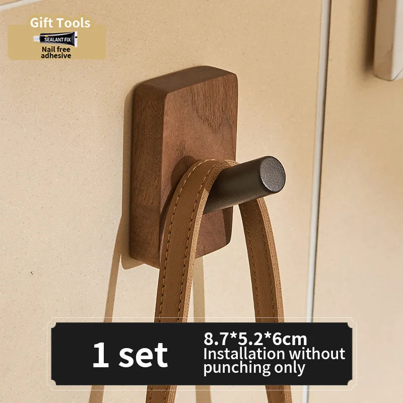 No-Drill Black Aluminum Wall Hook | Towel & Coat Hook