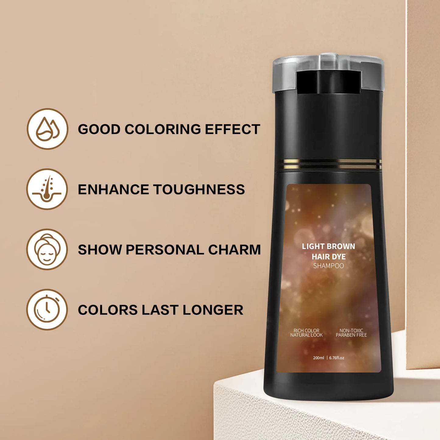 200ml Hair Dye Shampoo Natural Black Brown Color Coverage Long Lasting Grey Tint Root Touch Up Salon Home Use Shampoo Hair Care Peaceful Pleasures Health and Wellness
