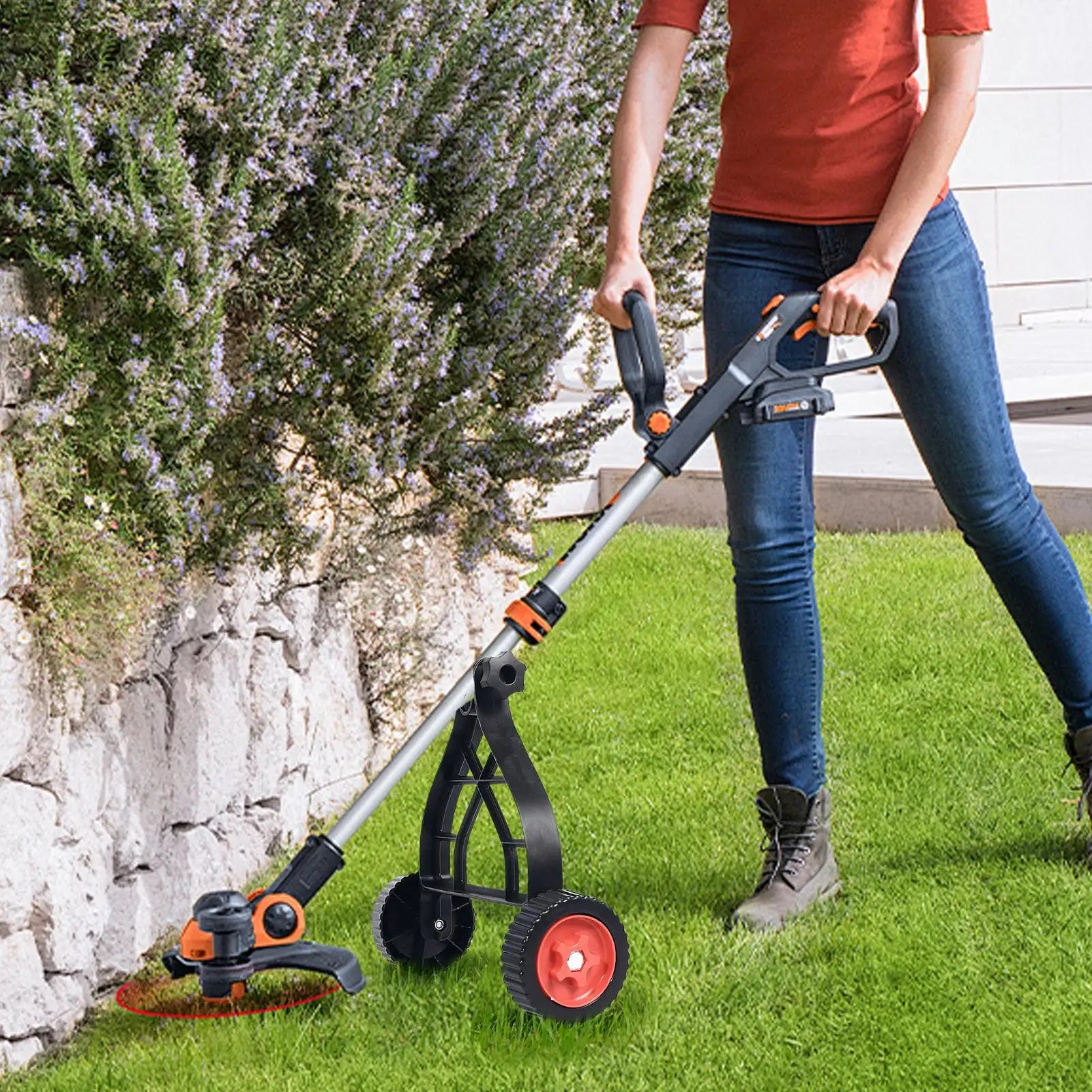 Adjustable String Trimmer Support Wheels | Lawn Mower Stand Trimmer Support Stand Peaceful Pleasures Health and Wellness