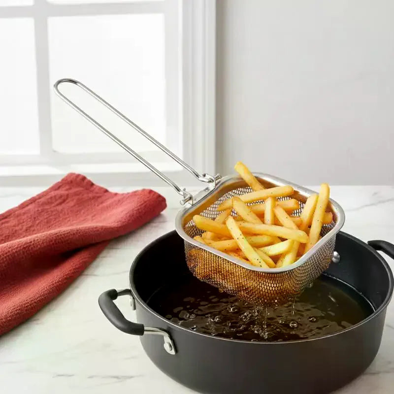 Stainless Steel Pasta Basket Strainer | Noodles & Dumplings