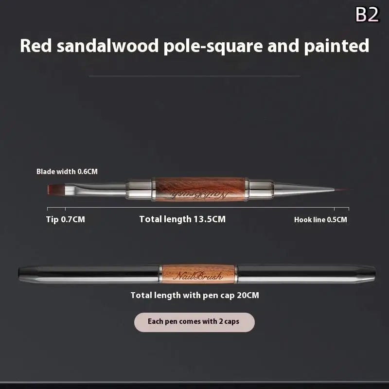 Sandalwood Line Nail Art Pen Double Headed Brush Nail Construction Pen High Quality Paintings Pen Nail Tools Peaceful Pleasures Health and Wellness B2