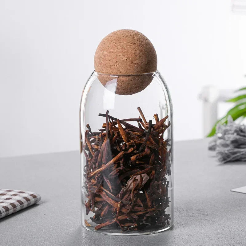 Glass Sealed Jar Kitchen Miscellaneous Grain Storage Jar Coffee Bean Transparent Glass Product Storage Jar Peaceful Pleasures Health and Wellness 800ML