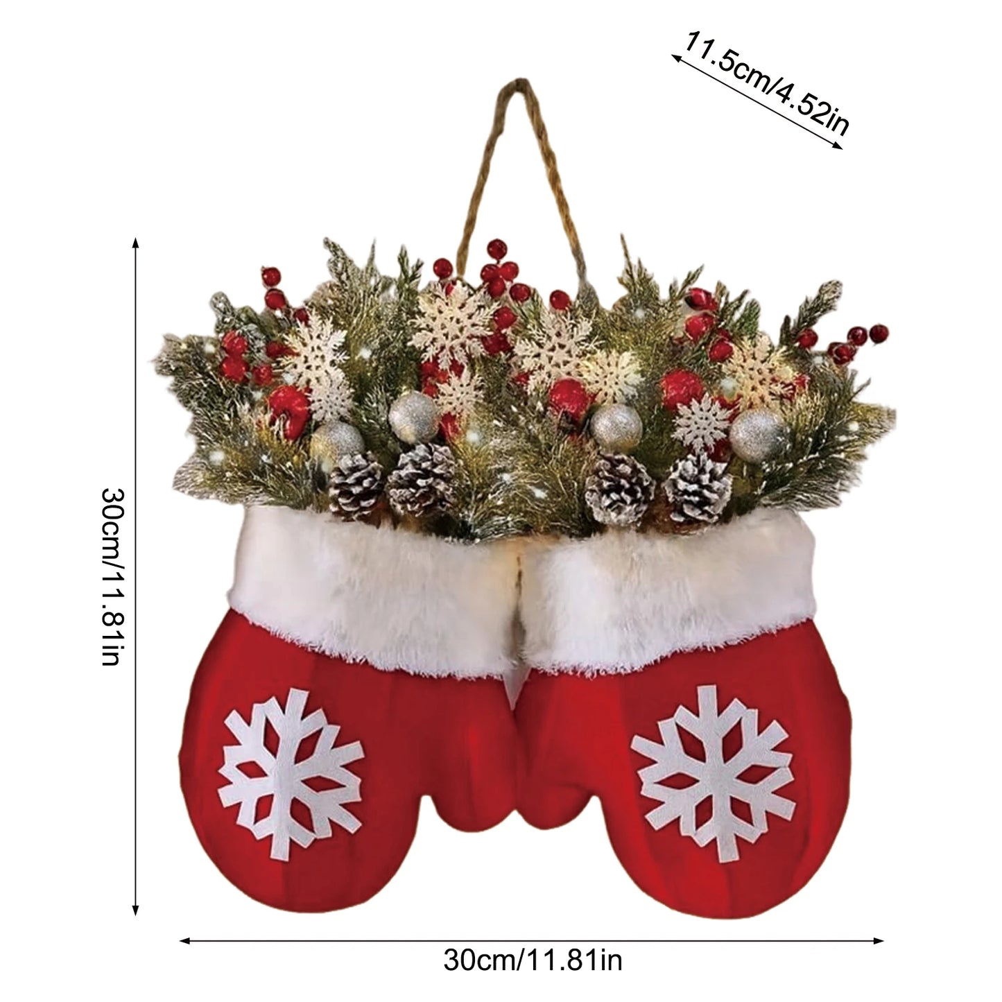 Christmas Gloves Wreath with Light Beautiful Hanging Pendant Christmas Crafts for Christmas Indoor Outdoor Wall Decor Peaceful Pleasures Health and Wellness
