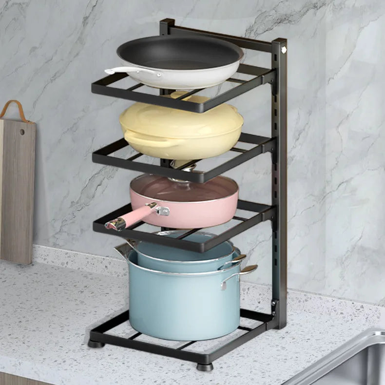 Adjustable Thickened Multi Layer Pot Pan Lid Storage Rack Under Sink Corner Cabinet Space Saving Organizer for Home Kitchen Peaceful Pleasures Health and Wellness