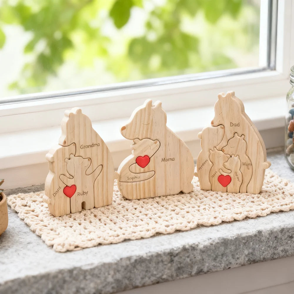 Personalized Wooden Bear Family Puzzle | Father's Day Gift