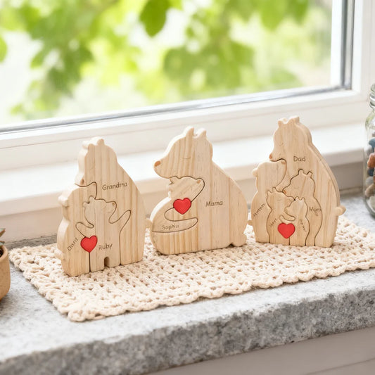 Personalized Wooden Bear Family Puzzle | Father's Day Gift Personalized Wooden Puzzle Peaceful Pleasures Health and Wellness