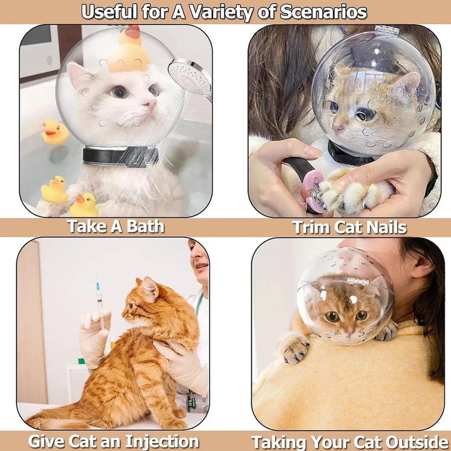 Cat Bubble Muzzle | Breathable Transparent Grooming Helmet