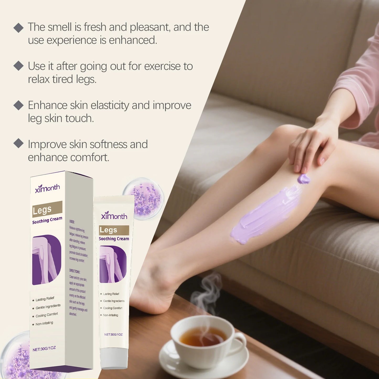 Leg Soothing Cream Relieve Muscle Pain Repair Leg Soreness Swelling Moisturizing Smoothing Refreshing Varicose Vein Relief Cream Peaceful Pleasures Health and Wellness