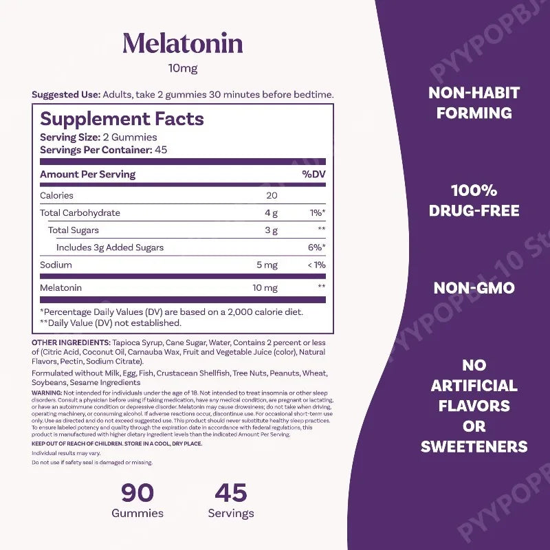 Melatonin Gummies 10mg Strawberry – 90 Count Sleep Support