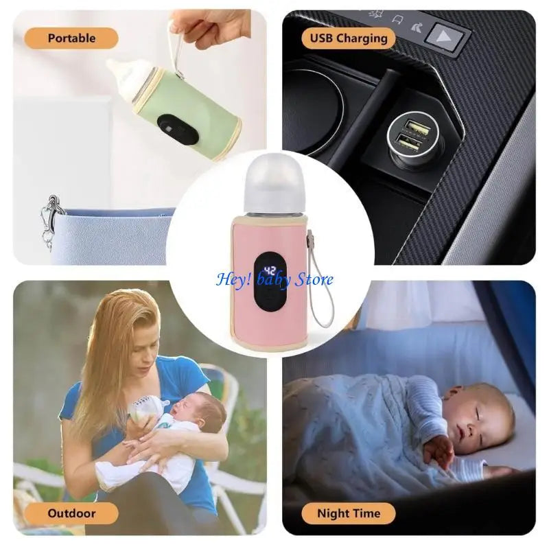 USB Portable Milk Bottle Warmer Sleeve | 20 Temp Levels, Digital