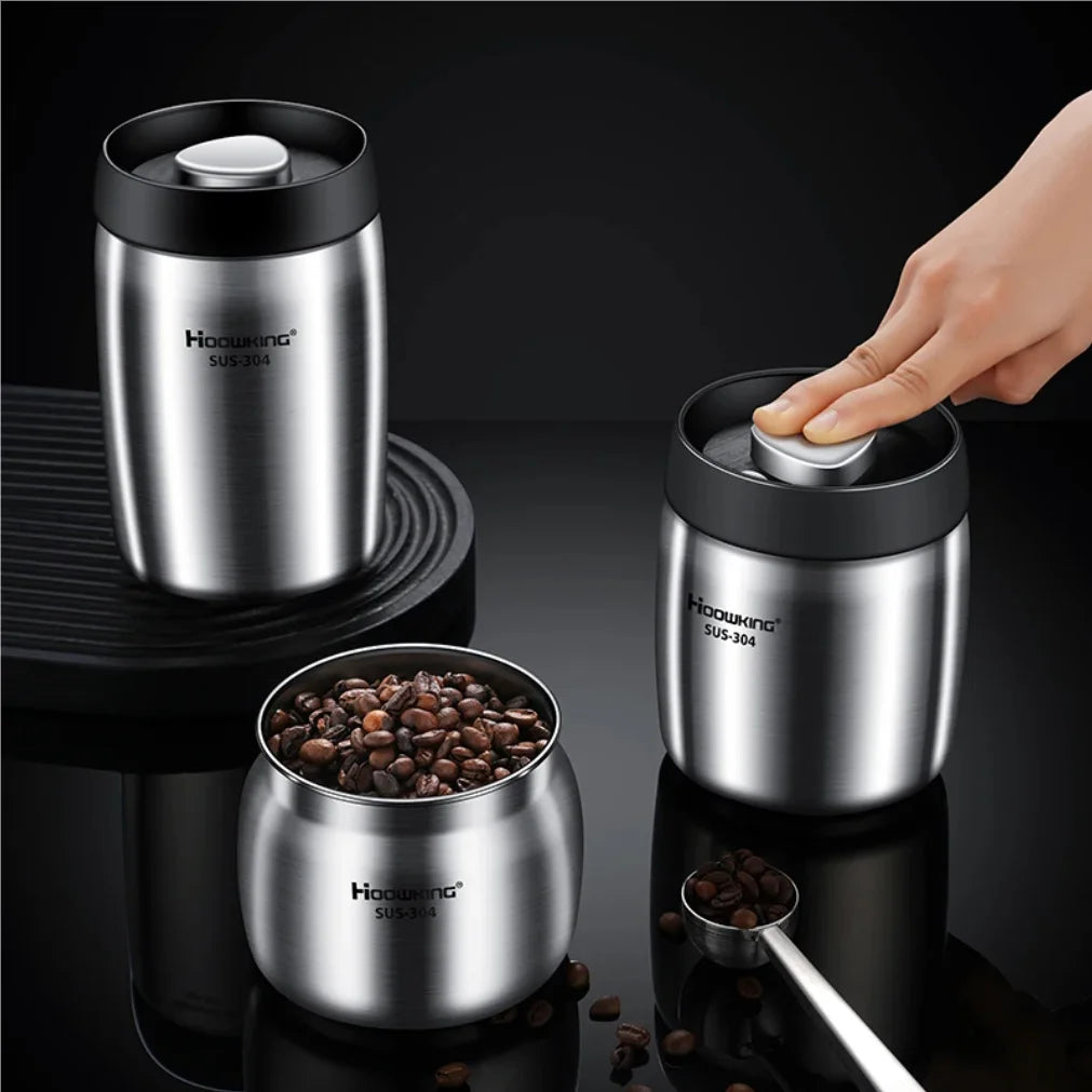 Vacuum Sealed Coffee Bean Jar | 304 Stainless Steel Canister