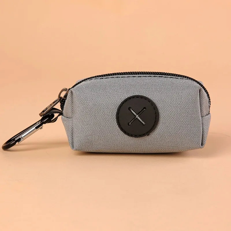 Canvas Dog Poop Bag Dispenser with Carabiner Clip Pet Waste Dispenser Peaceful Pleasures Health and Wellness GRAY