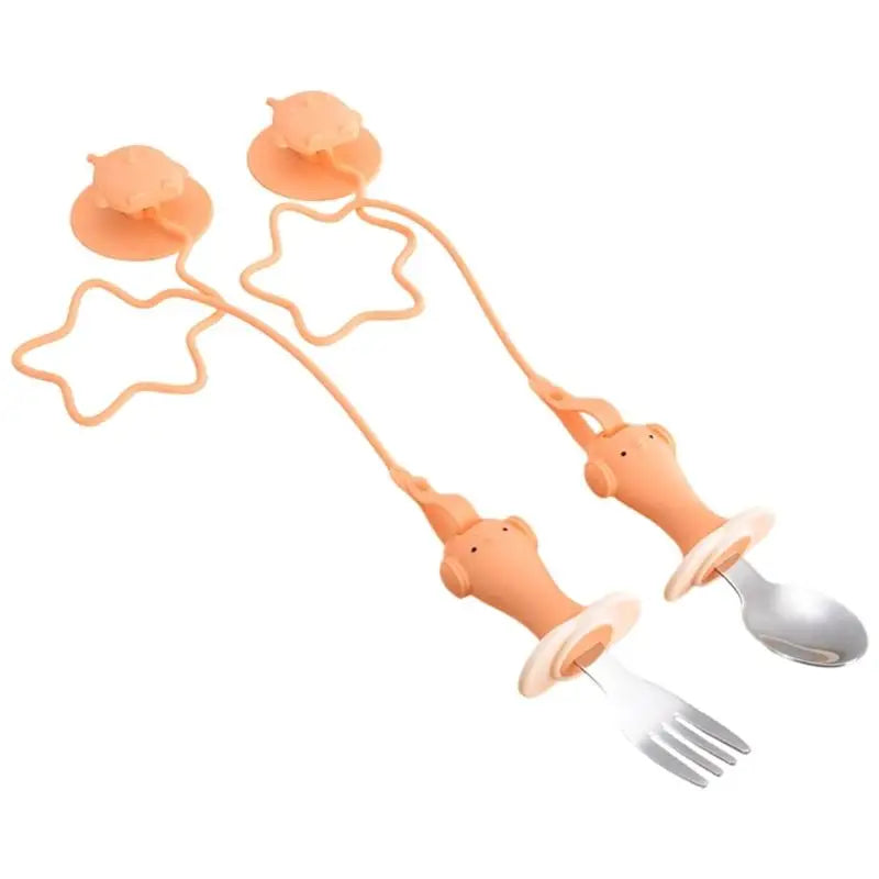 Infant Training Spoon & Fork Set | BPA-Free Silicone Suction
