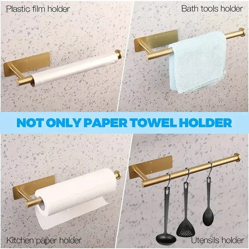 Under Cabinet Paper Towel Holder | No-Drill Black Wall Mount