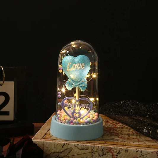 1pc New Love Lover Gift Acrylic Cover Couple Luminous Desktop Ornament Creative Eternal Flower Decoration Peaceful Pleasures Health and Wellness
