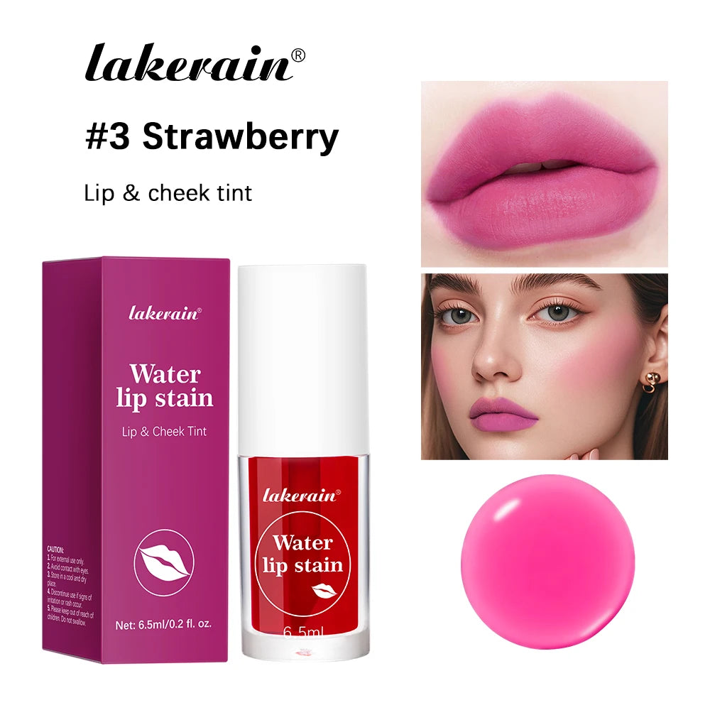 6Colors Water Lip Stain Moisturizing Lip Glaze Long Lasting Lip Ink Face Lip Dual Purpose Waterproof Liquid Cosmetic Makeup Peaceful Pleasures Health and Wellness 3 Strawberry