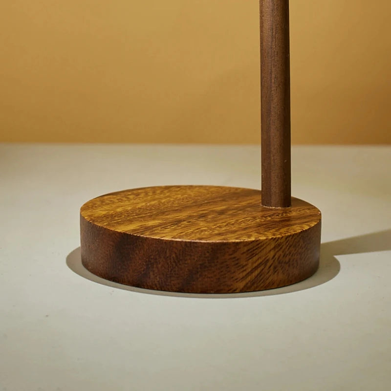 Retro Wooden LED Night Light | Rotary Switch Bedside Desk Lamp