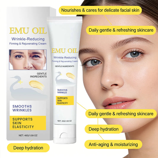 Emu Oil Wrinkle Reducing Cream Firming Lifting Skin Rejuvenating Improve Elasticity Tightening Smoothing Fine Lines Face Care Peaceful Pleasures Health and Wellness