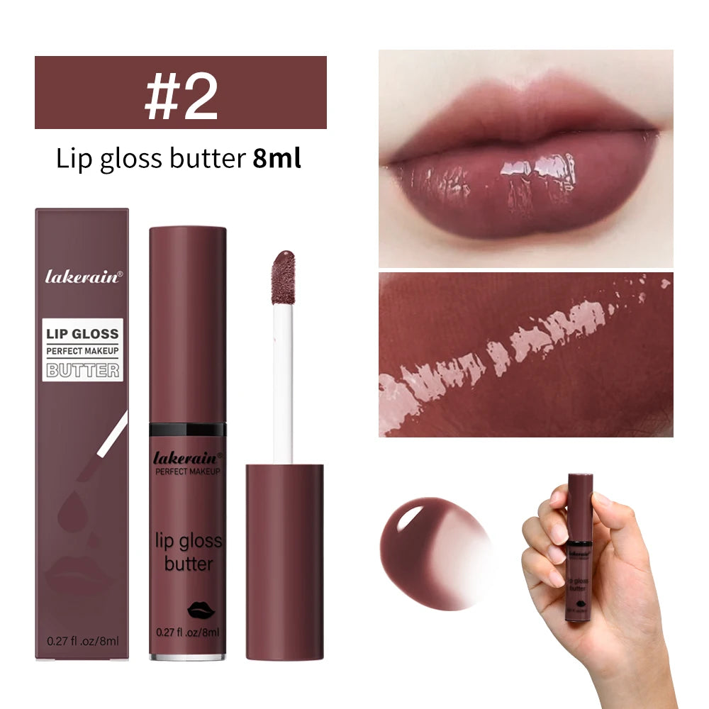 8ml Butter Non-stick Cup Gloss Lip Gloss Moisturizing Mirror Lip Gloss Lasting Color Lip glaze Dye Lip Liquid Makeup For Women Peaceful Pleasures Health and Wellness 2