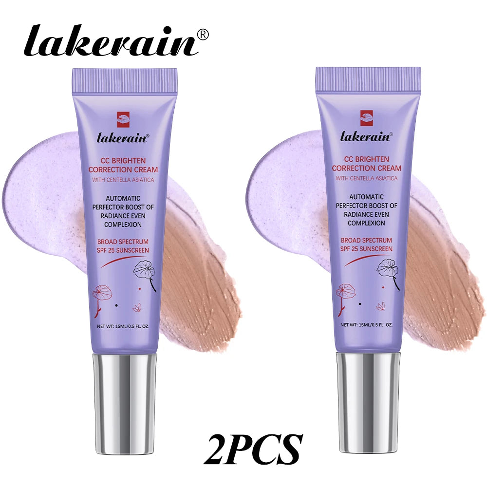 3Colors CC Cream Liquid-Based Full Coverage Cream Waterproof Long-Lasting Correct Redness Foundation erborian Korean Cosmetics Peaceful Pleasures Health and Wellness Purple X2