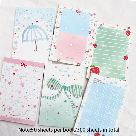 300 Sheets Blue Fresh Small Sticky Note Can Be Used As Handheld Peaceful Pleasures Health and Wellness Mixed Color