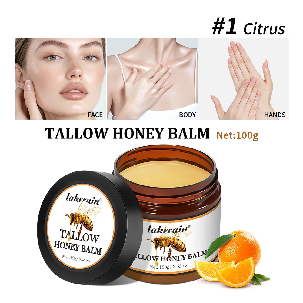 Organic Grass-Fed Beef Tallow Balm with Raw Honey Moisturizing Cream for Soft Smooth Skin Handmade All-Natural Moisturizer Skinc Peaceful Pleasures Health and Wellness 1 Citrus