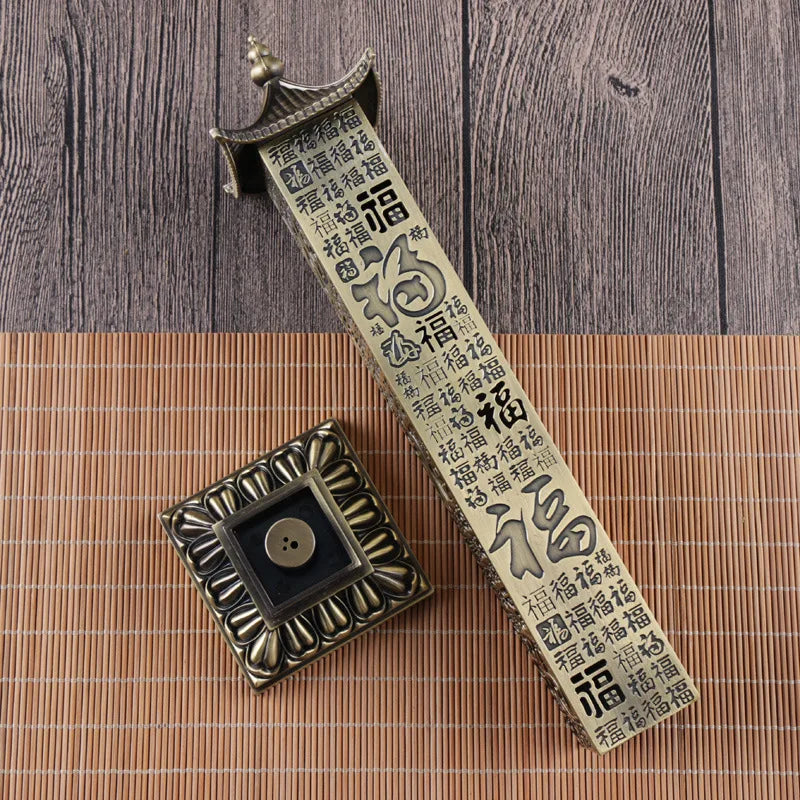 Large Vertical Column Incense Burner | Heart Sutra Zinc Alloy Incense Burner Peaceful Pleasures Health and Wellness