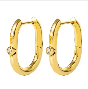 Women's Gold Hoop Earrings – 18K Stainless Steel, Waterproof