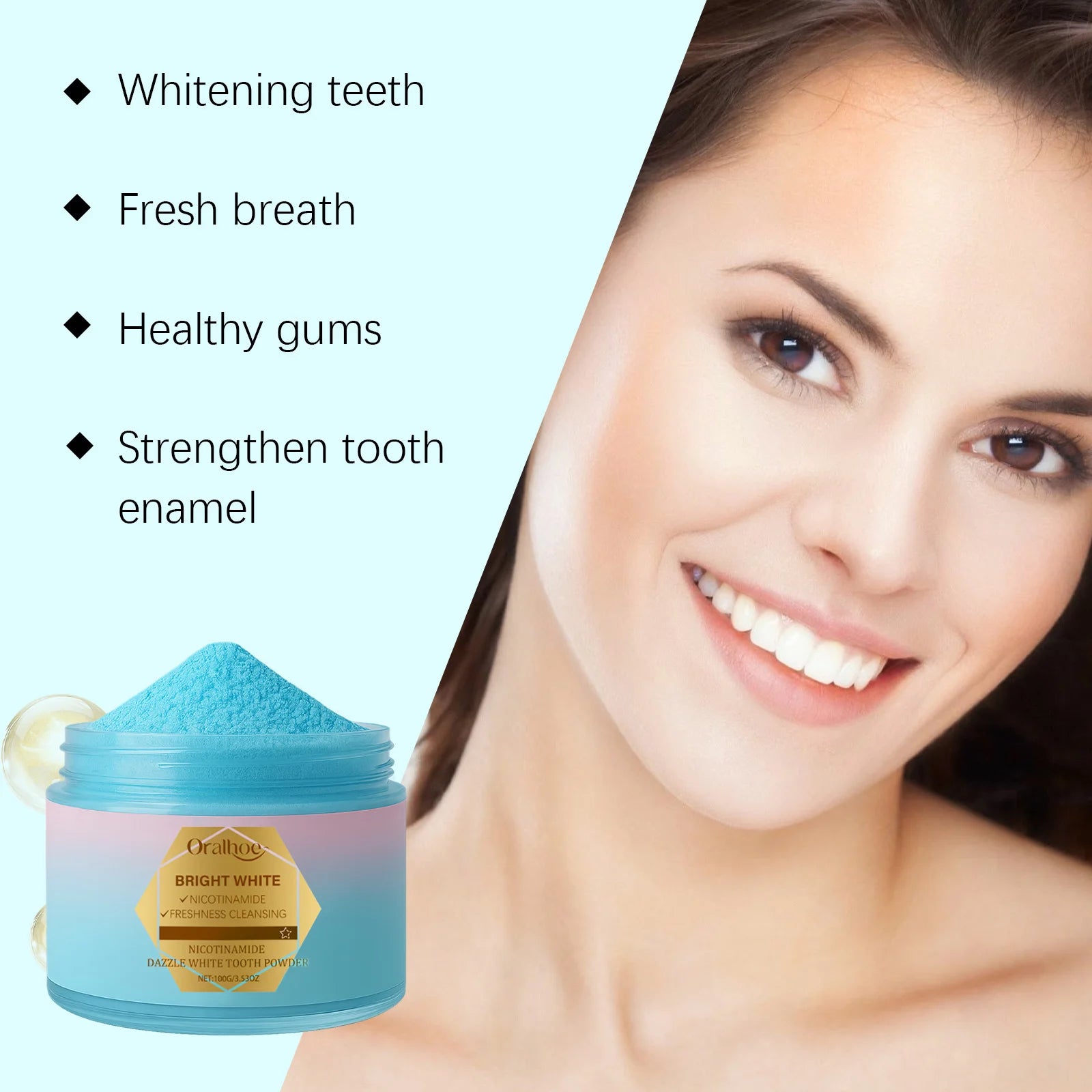 Niacinamide Bleaching Toothpaste Reduce Plaque Stains Improve Bad Breath Remove Yellow Stains Dental Cleansing Oral Hygiene Care Peaceful Pleasures Health and Wellness