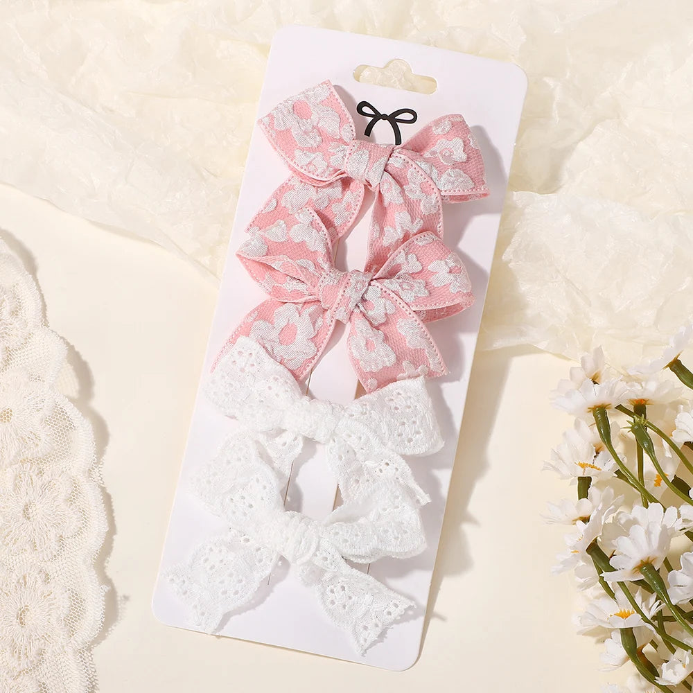 Lovely Cotton Bowknot Clips Safe Hairpins Girl Fresh Pastoral