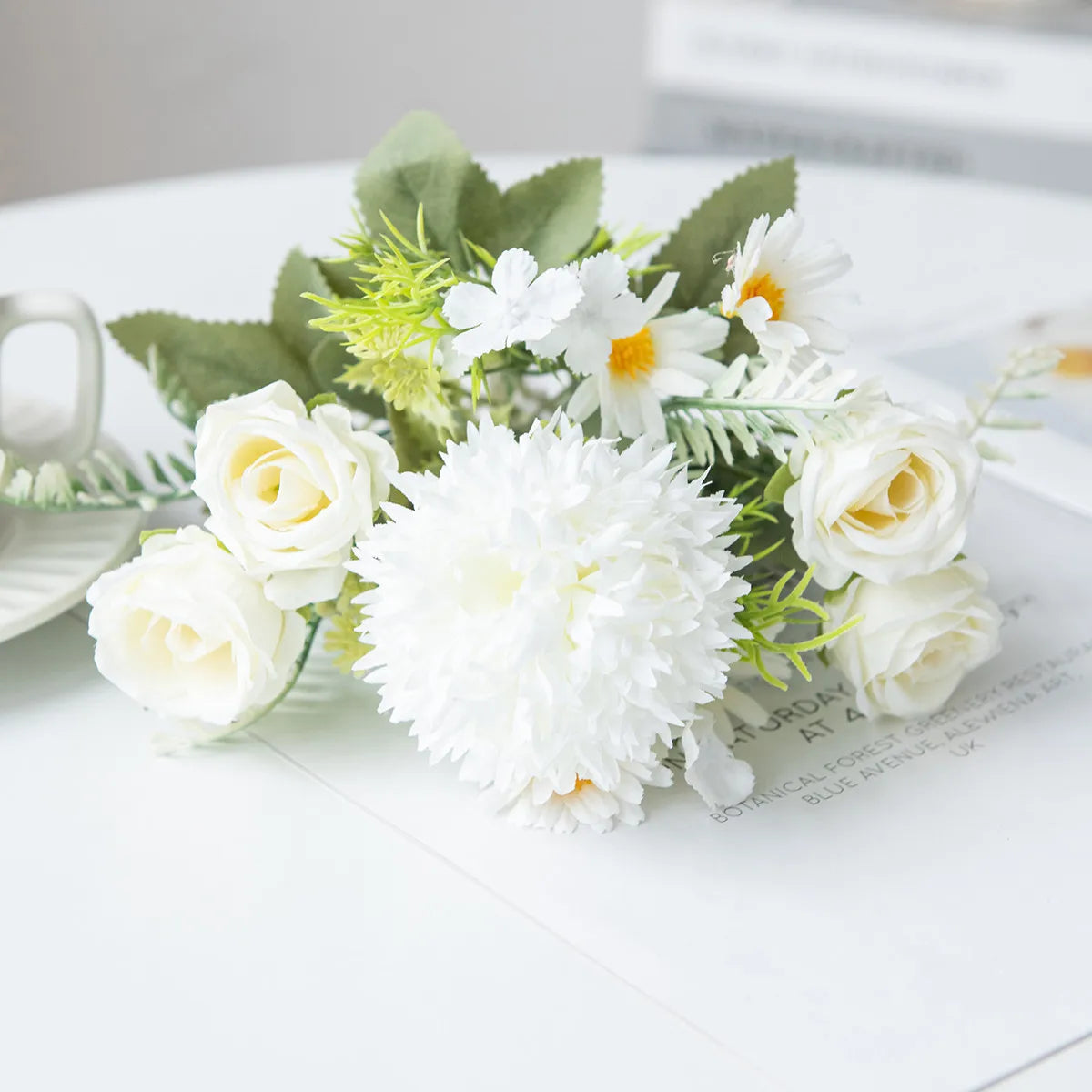 Rose & Chrysanthemum Silk Bouquet – Artificial Flowers, Wedding