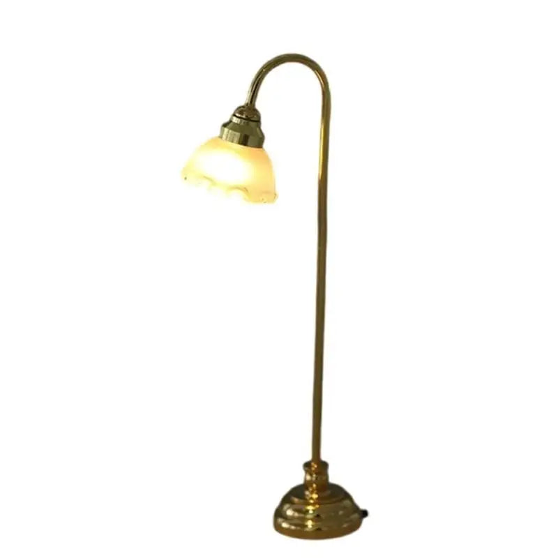 1/12 Scale Dollhouse Miniature Floor Lamp – Metal & Glass