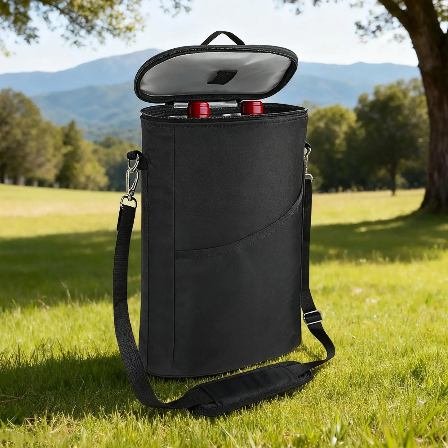 2-Bottle Insulated Wine Cooler Bag with Shoulder Strap Insulated Wine Bag Peaceful Pleasures Health and Wellness