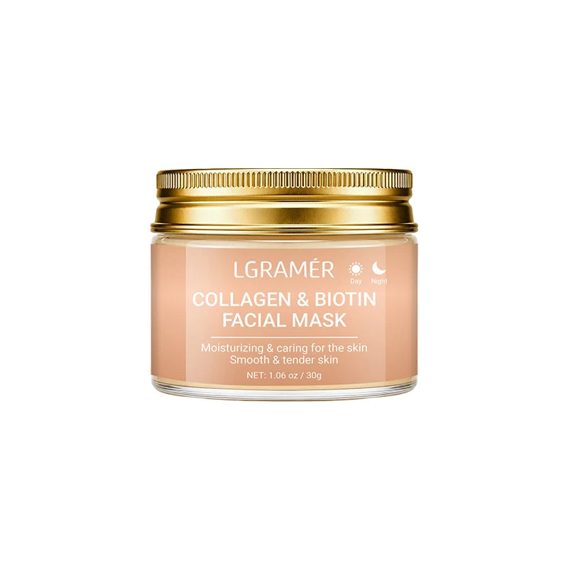 Collagen & Biotin Day Night Mask, Intense Moisturizing Hydration, Smooth Rough Skin, Make Skin Tender Soft & Glowing Facial Care Peaceful Pleasures Health and Wellness 30g