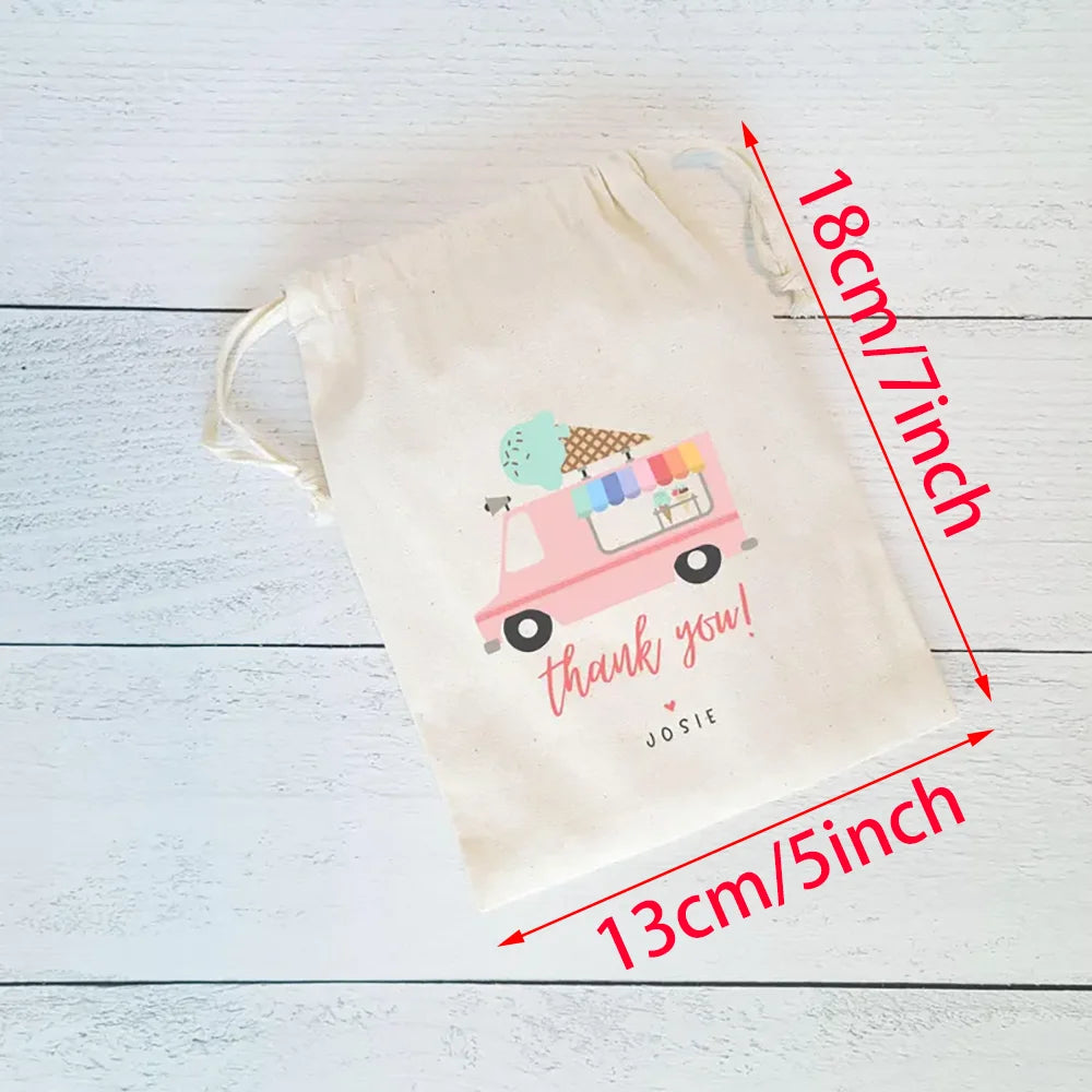 Personalized Ice Cream Truck Party Favor Bags – Set of 4
