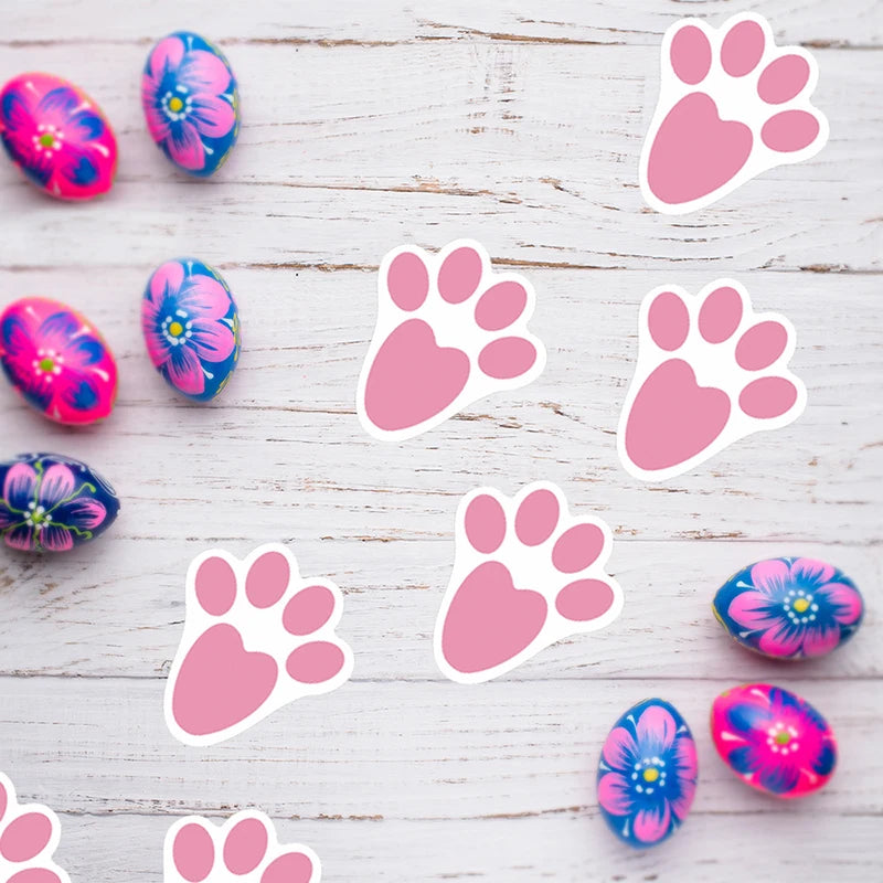Easter Bunny Paw Print Floor Clings Decals Easter Floor Stickers Pink Bunny Paw Prints Floor Decals For Easter Floor Decoration Peaceful Pleasures Health and Wellness