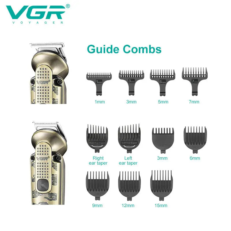 VGR 8-in-1 metal hair clipper multifunctional intelligent LED digital hair trimmer men's nose hair and armpit hair shaver V-103 Peaceful Pleasures Health and Wellness